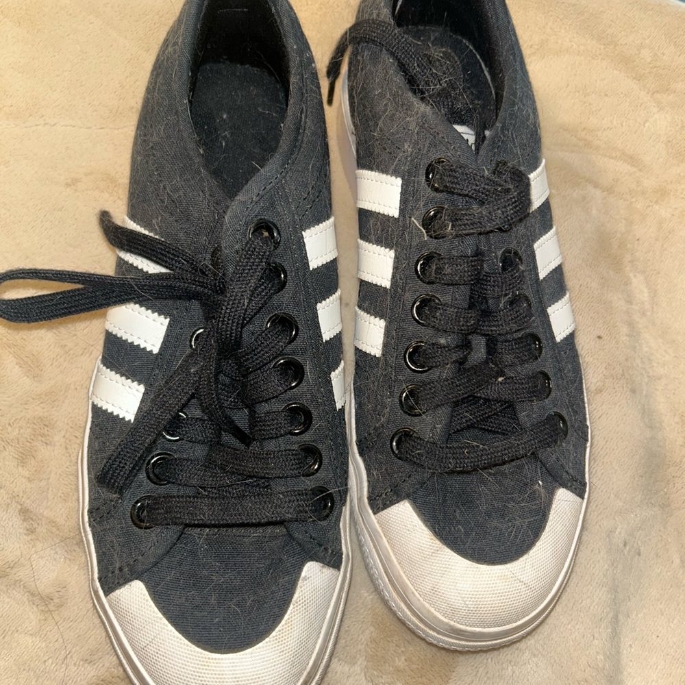 adidas Black and White Striped Sneakers